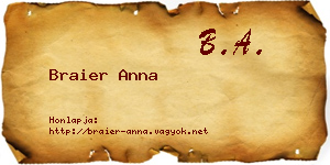 Braier Anna névjegykártya